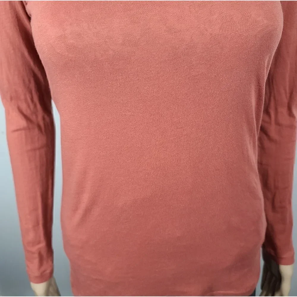 J.crew Burnt Orange long Sleeve Ruffled Neck Top